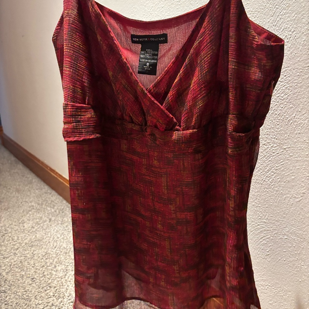 New York & Company Red Bustier Camisole Top